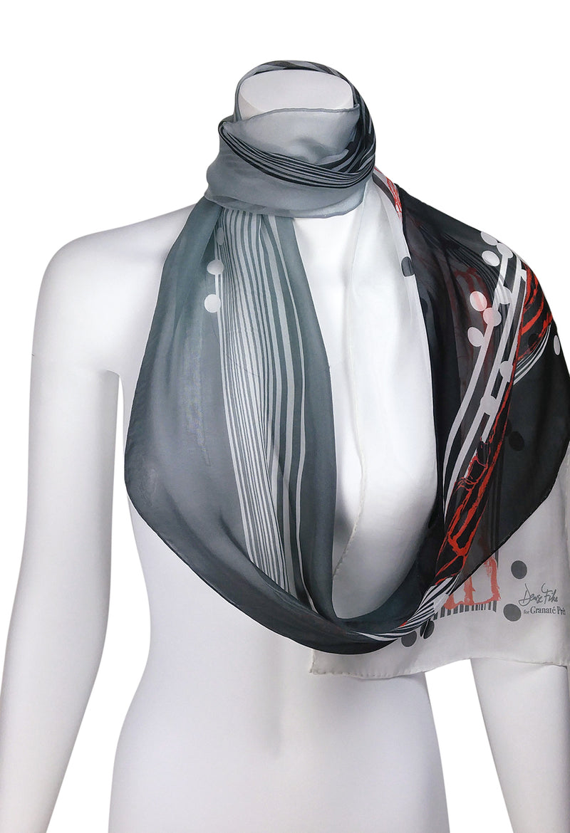 OMBRE Stripes and Fashion Drawing Silk Scarf