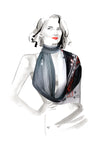 OMBRE Stripes and Fashion Drawing Silk Scarf