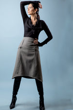 Hardanger Seamed Flare Midi Skirt