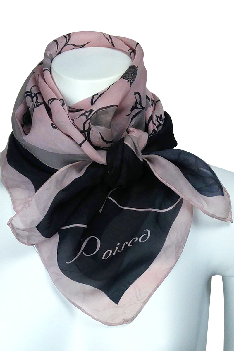Square scarf made of wool and silk - Black Poppy – Princesse & Dragon