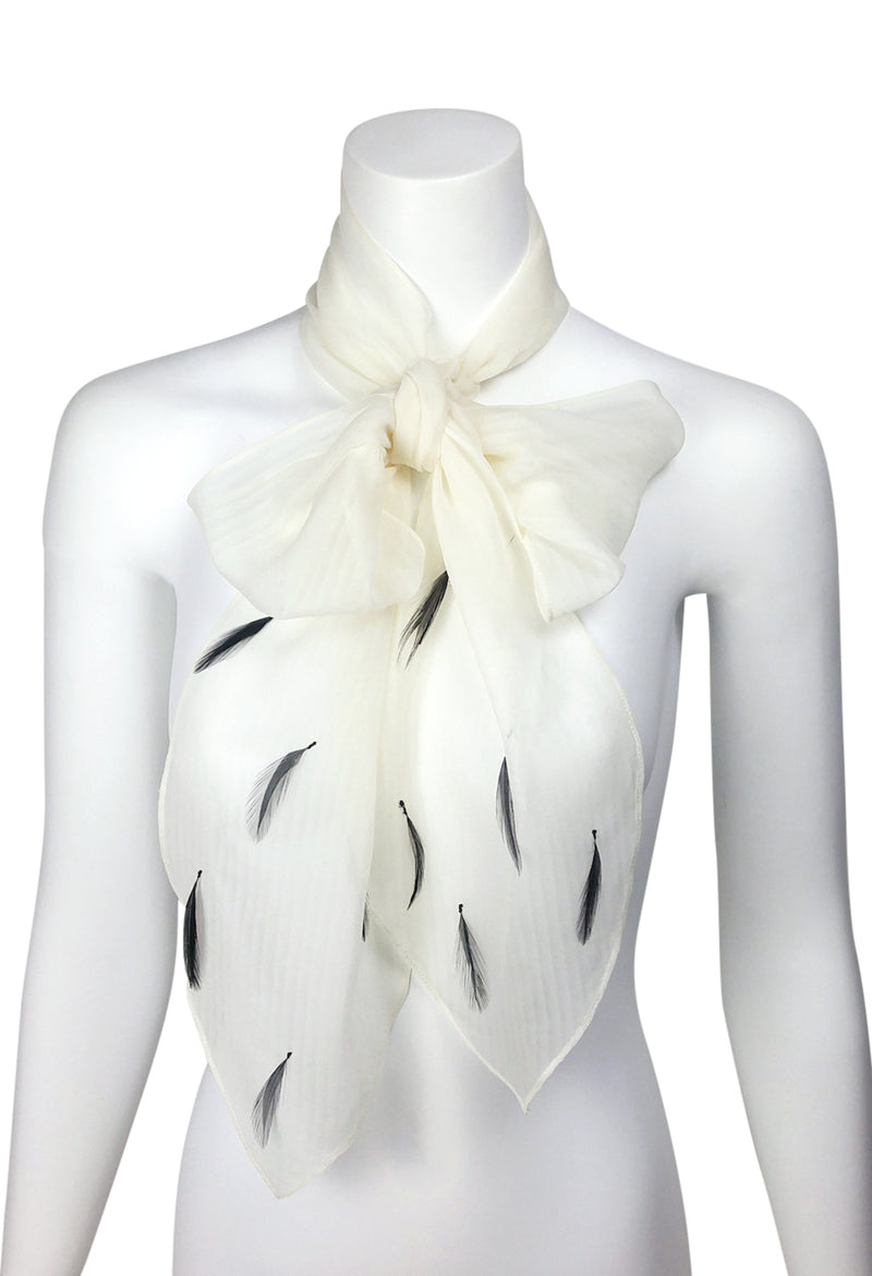 'Ermine' Silk and Feather Scarf, more colours